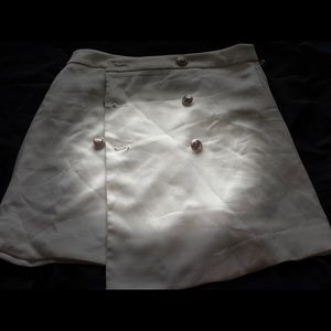 White button up front skirt